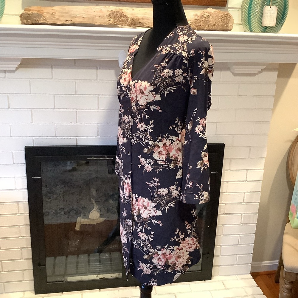 #308 Amazing 41 Hawthorn Floral Shirtdress Size Large - Picture 5 of 9